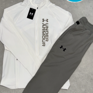 Under Armour Tech Vest Set – White Vest x Grey Jogger