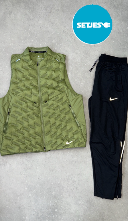 Nike Puffer Bodywarmer Set – Olive Green x Black Jogger
